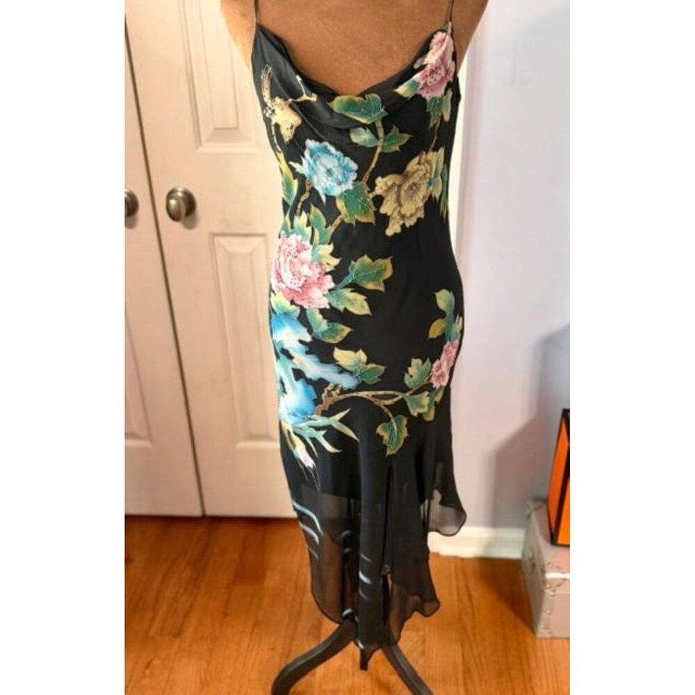 NWT Vintage Sue Wong Size 4 Black Silk Floral Beaded High-Low Dress Y2K - Picture 10 of 13